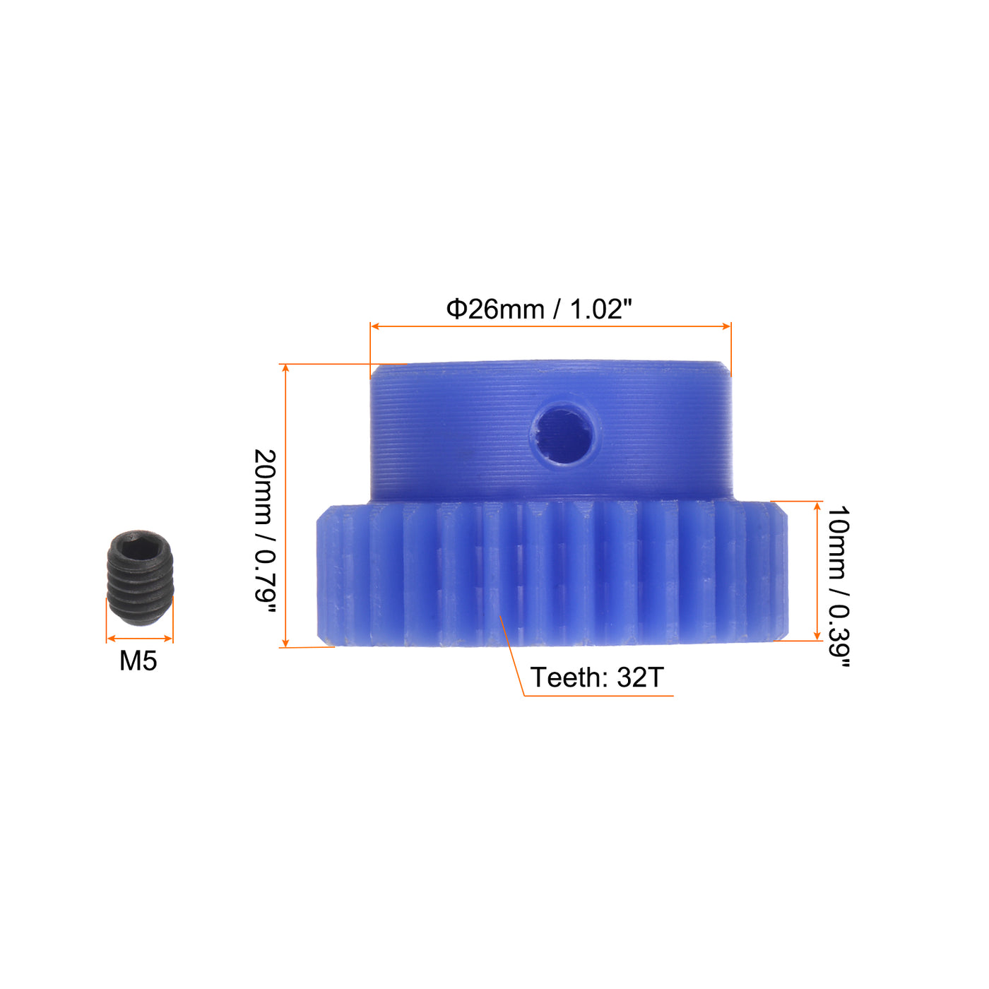 Harfington Spur Gear 10mm Inner Hole Pinion Gear 32T Mod 1 Plastic Motor Gear