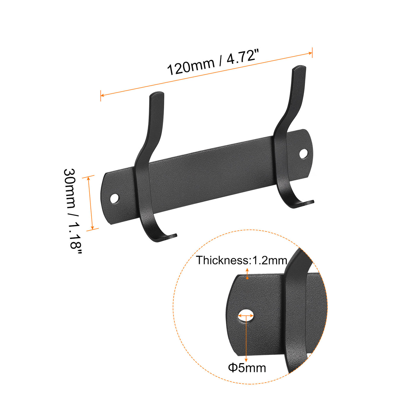 uxcell Uxcell Coat Hook Rack, Stainless Steel Wall Mounted with 2 Hooks Hook Rail Wall Hangers for Bedroom, Bathroom Black 2Pcs