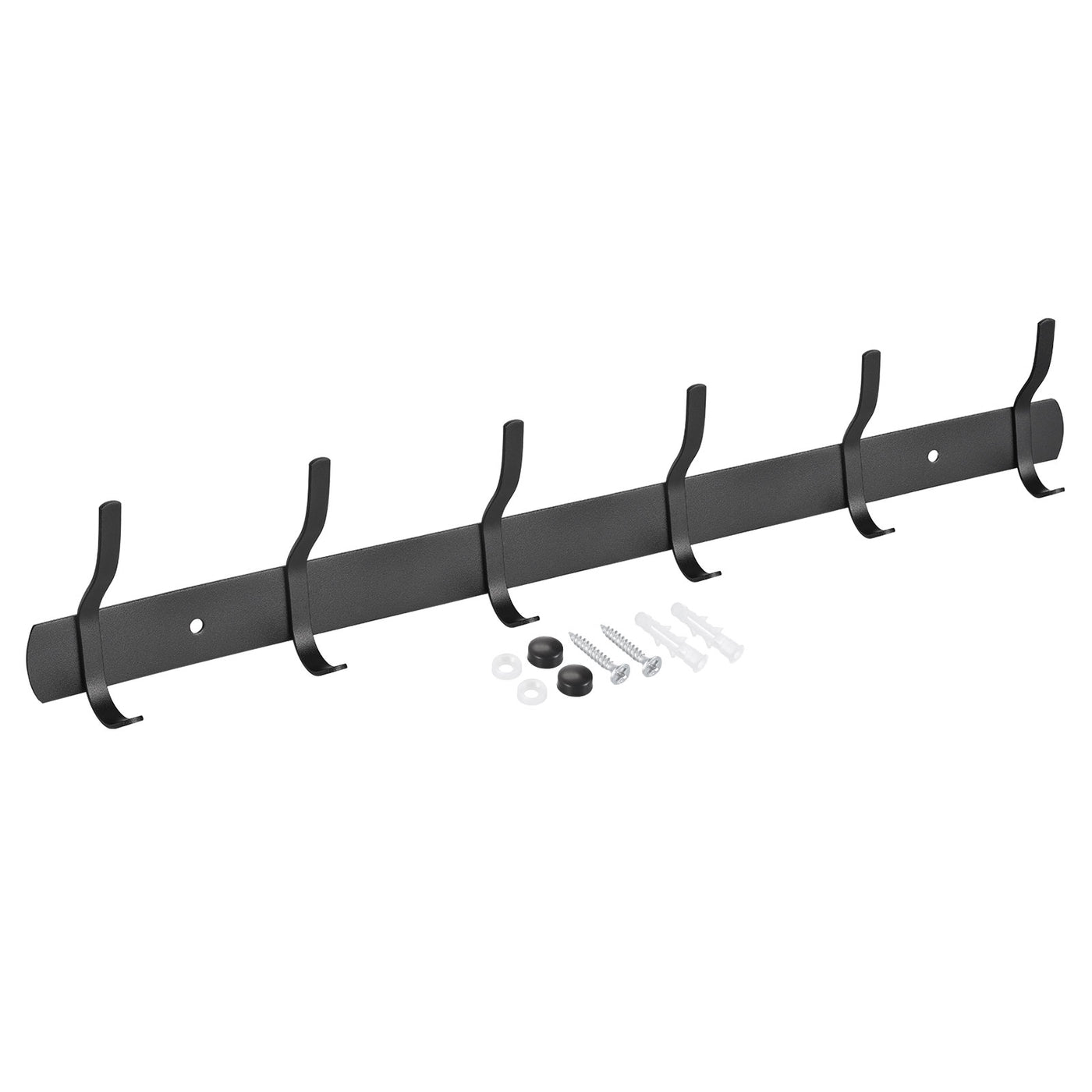 uxcell Uxcell Coat Hook Rack, Stainless Steel Wall Mounted with 6 Hooks Hook Rail Wall Hangers for Bedroom, Bathroom Black