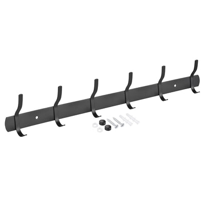 Harfington Uxcell Coat Hook Rack, Stainless Steel Wall Mounted with 6 Hooks Hook Rail Wall Hangers for Bedroom, Bathroom Black