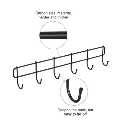 Harfington Uxcell Wandhaken Gestell kein Bohren Wand Montiert Hakenschiene Wandhänger mit 6 Haken für Schlafzimmer Badezimmer Schwarz