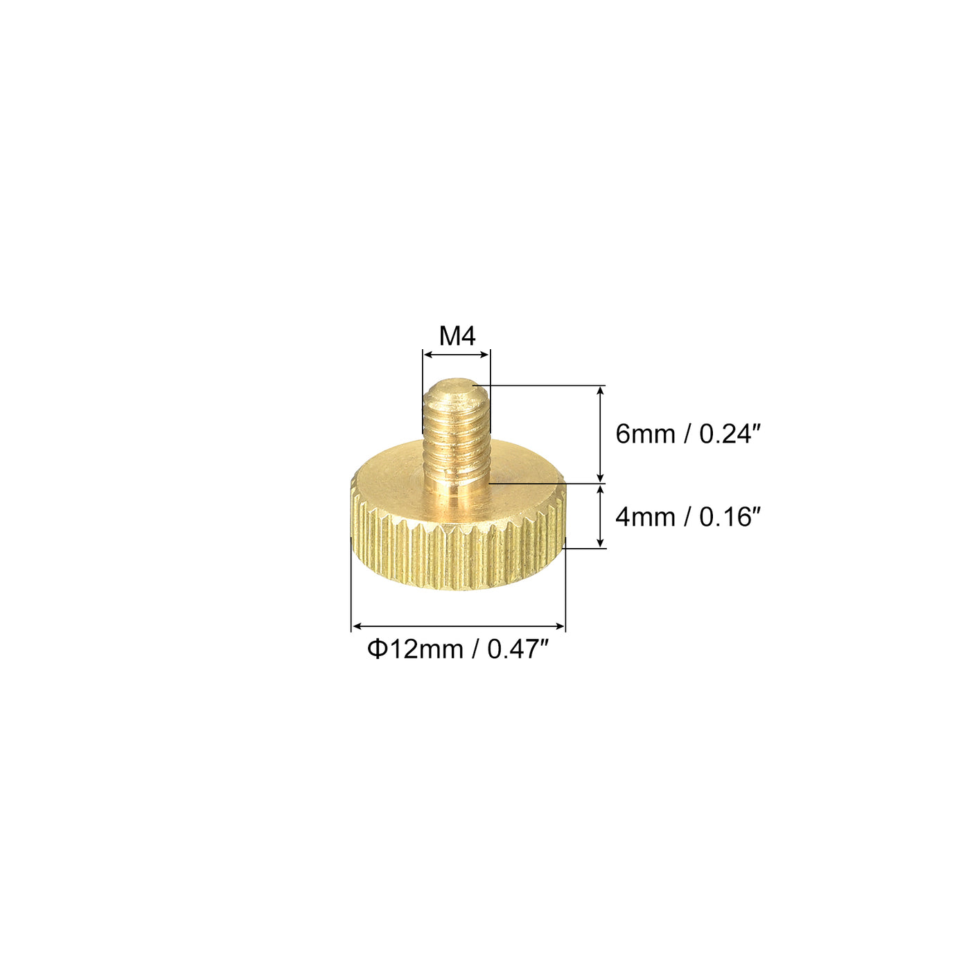 uxcell Uxcell Knurled Thumb Screws, M4x6mm Flat Brass Bolts Grip Knobs Fasteners for PC, Electronic, Mechanical 5Pcs