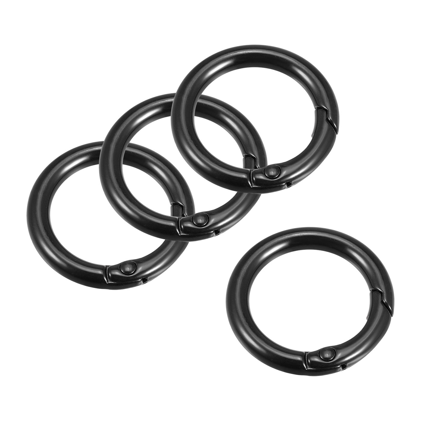 uxcell Uxcell Round Spring O Rings, 27mm/ 1.06" Trigger Buckle Snap for Bags, Purses, Keyrings, Black, 4Pcs