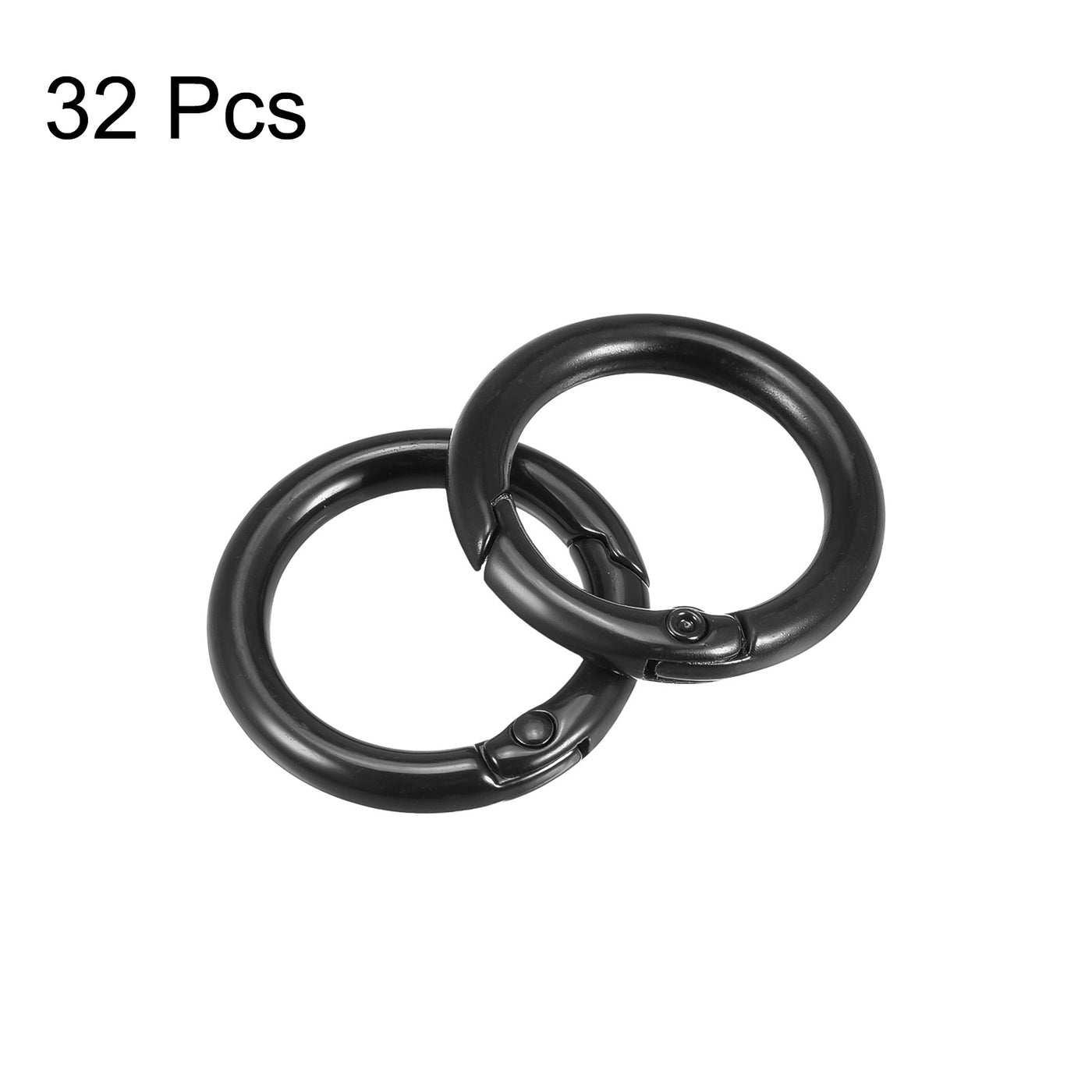 uxcell Uxcell Round Spring O Rings, 27mm/ 1.06" Trigger Buckle Snap for Bags, Purses, Keyrings, Black, 32Pcs