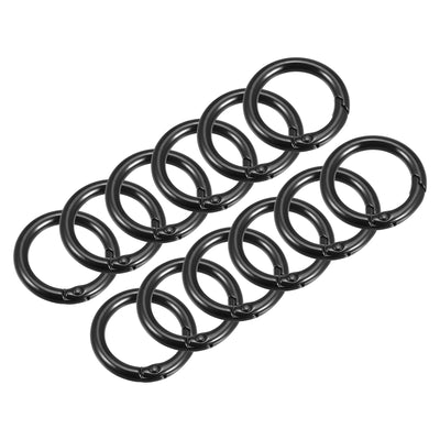 Harfington Uxcell Round Spring O Rings, 27mm/ 1.06" Trigger Buckle Snap for Bags, Purses, Keyrings, Black, 32Pcs