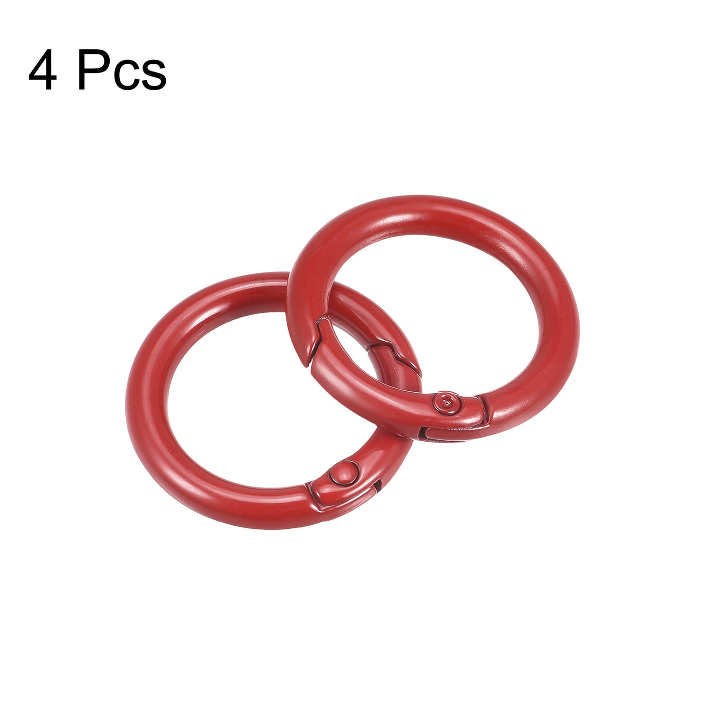 uxcell Uxcell Round Spring O Rings, 27mm/ 1.06" Trigger Buckle Snap for Bags, Purses, Keyrings, Red, 4Pcs