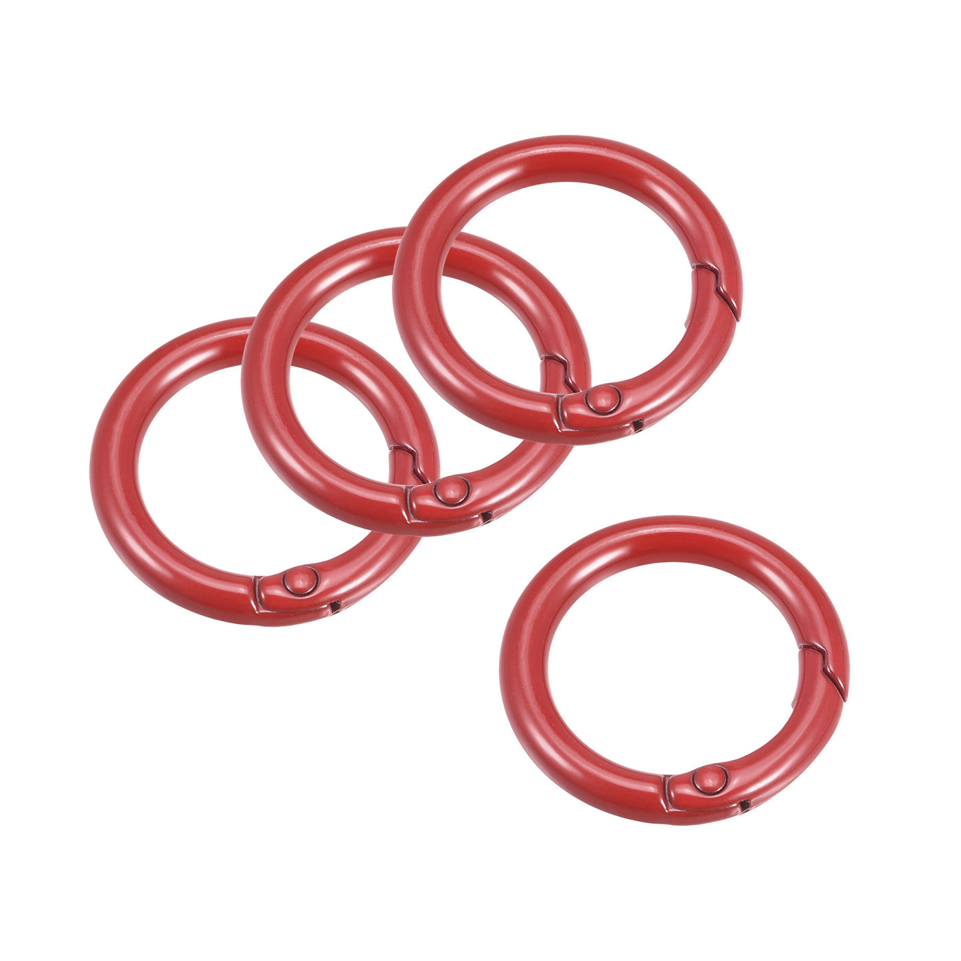 uxcell Uxcell Round Spring O Rings, 27mm/ 1.06" Trigger Buckle Snap for Bags, Purses, Keyrings, Red, 4Pcs