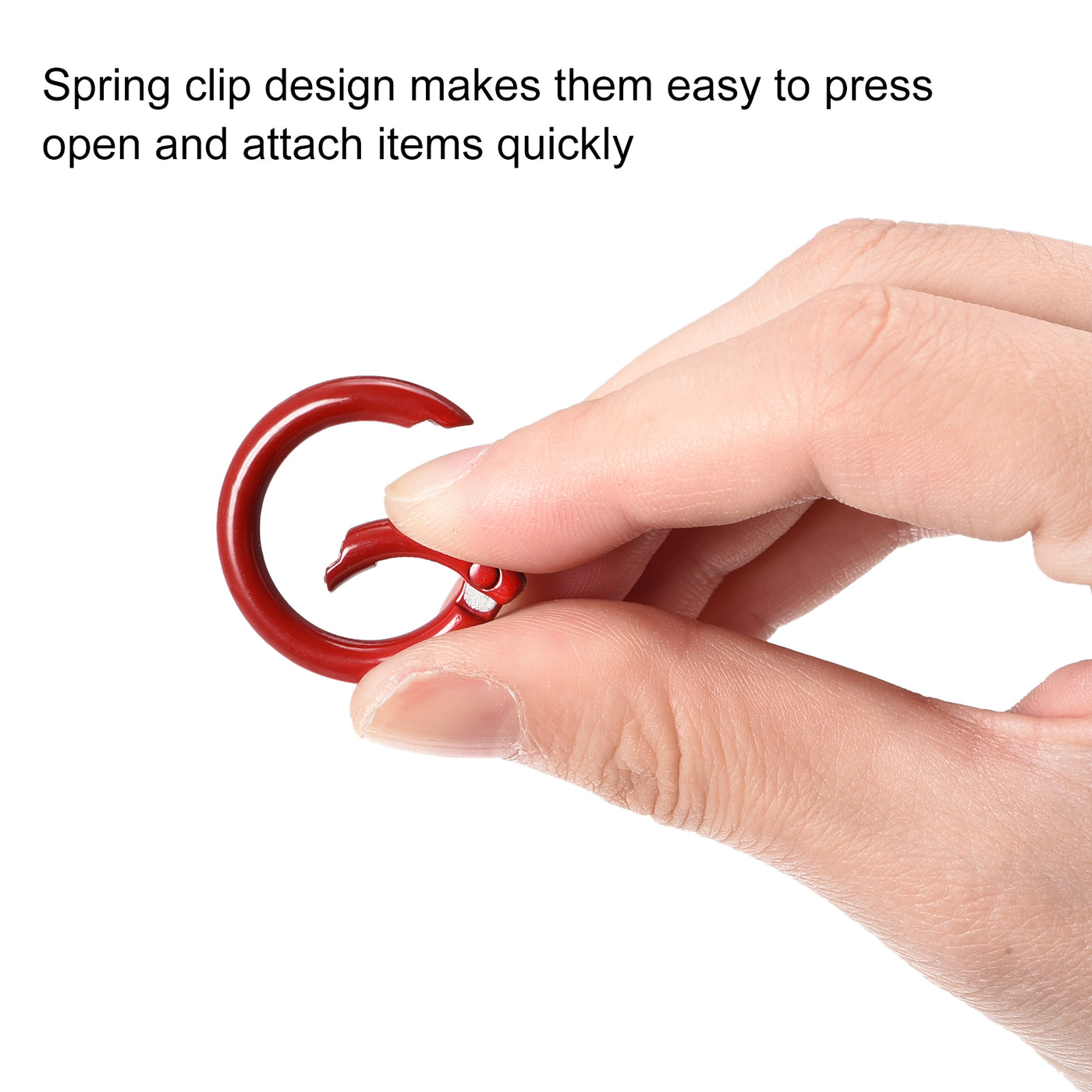 uxcell Uxcell Round Spring O Rings, 27mm/ 1.06" Trigger Buckle Snap for Bags, Purses, Keyrings, Red, 24Pcs