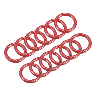 Harfington Uxcell Round Spring O Rings, 27mm/ 1.06" Trigger Buckle Snap for Bags, Purses, Keyrings, Red, 24Pcs