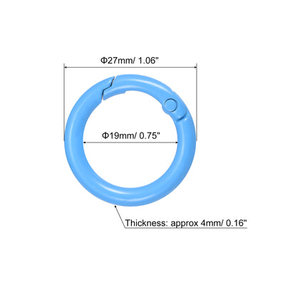 Harfington Uxcell Round Spring O Rings, 27mm/ 1.06" Trigger Buckle Snap for Bags, Purses, Keyrings, Blue, 4Pcs