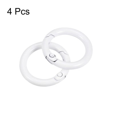 Harfington Uxcell Round Spring O Rings, 27mm/ 1.06" Trigger Buckle Snap for Bags, Purses, Keyrings, White, 4Pcs