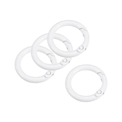 Harfington Uxcell Round Spring O Rings, 27mm/ 1.06" Trigger Buckle Snap for Bags, Purses, Keyrings, White, 4Pcs