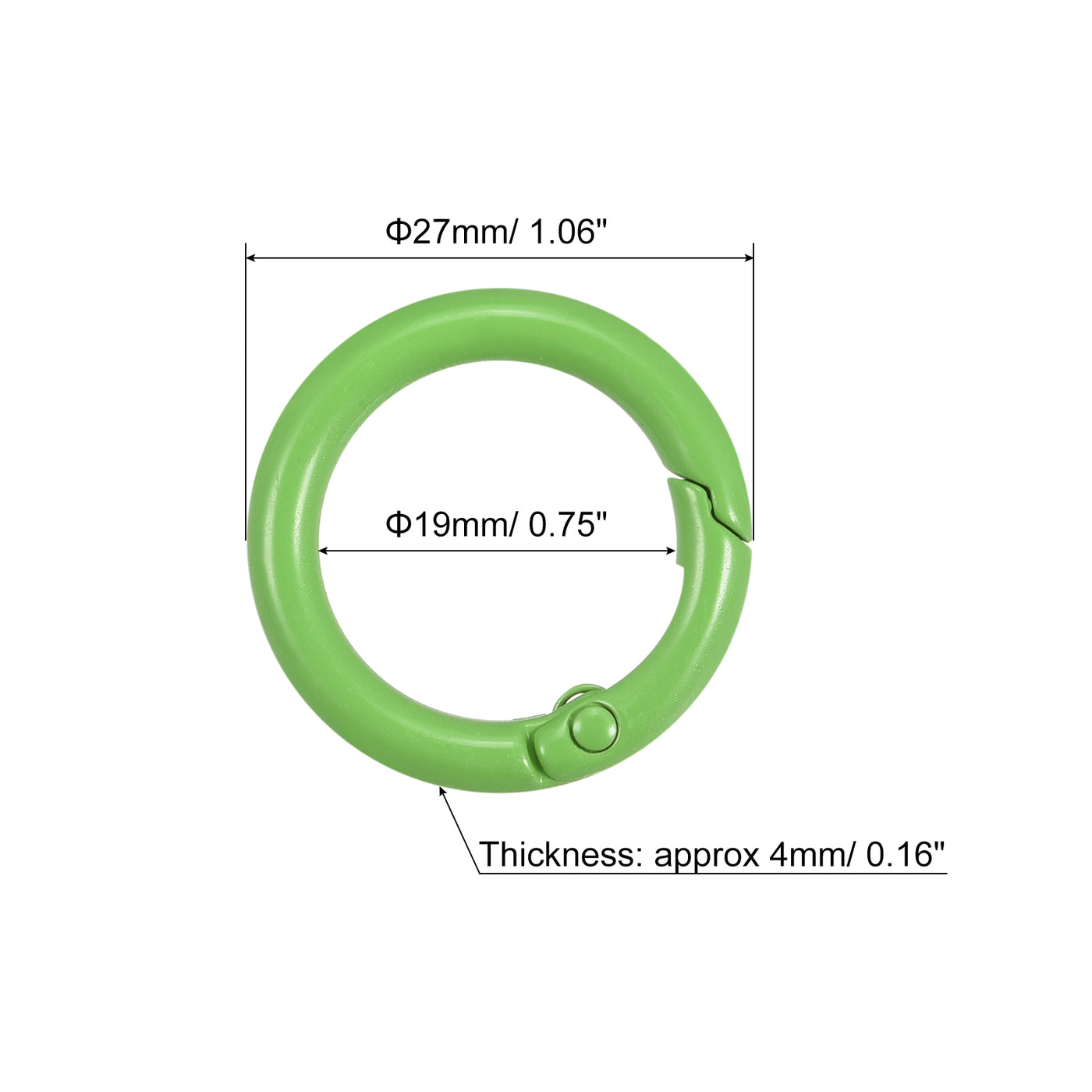 uxcell Uxcell Round Spring O Rings, 27mm/ 1.06" Trigger Buckle Snap for Bags, Purses, Keyrings, Green, 4Pcs