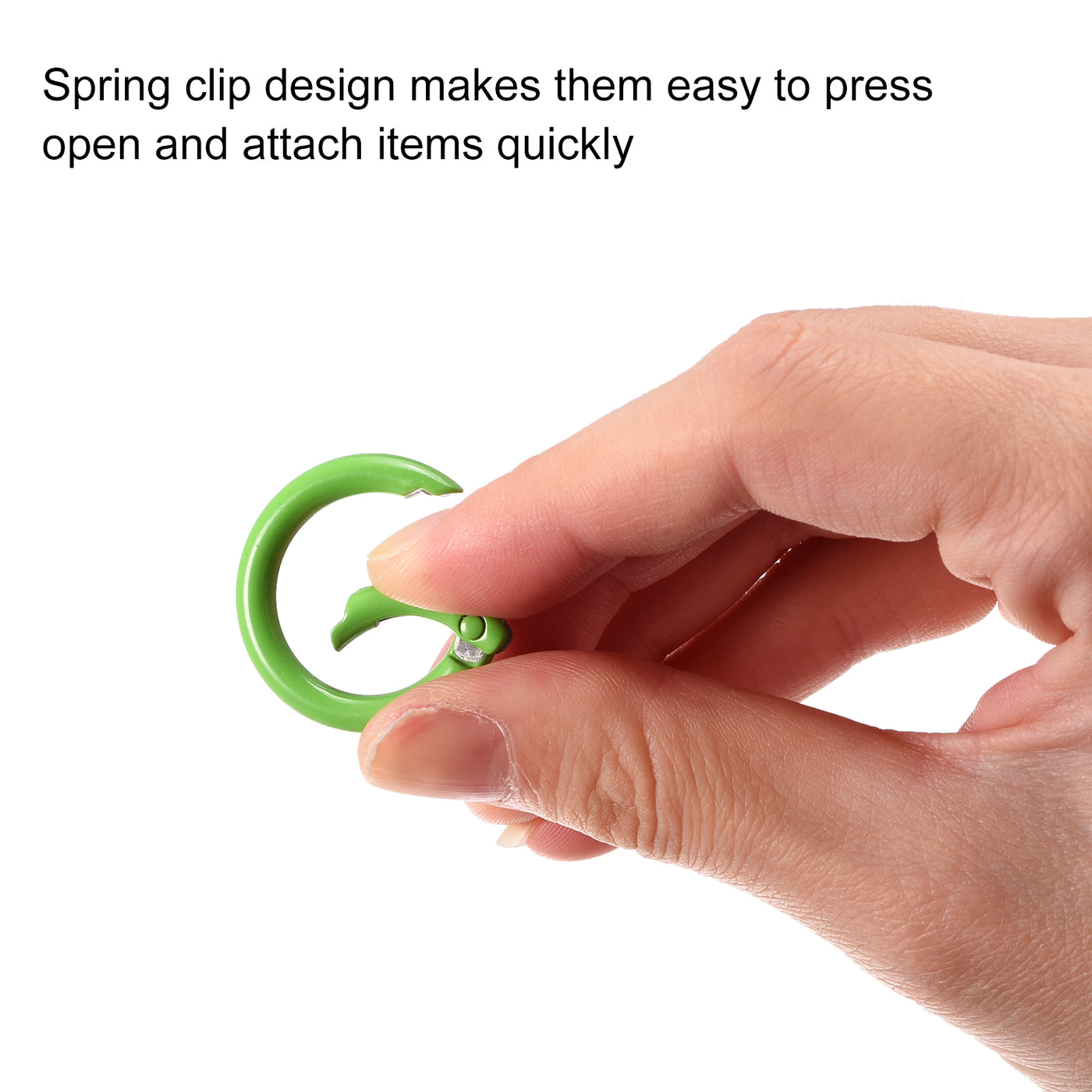 uxcell Uxcell Round Spring O Rings, 27mm/ 1.06" Trigger Buckle Snap for Bags, Purses, Keyrings, Green, 4Pcs