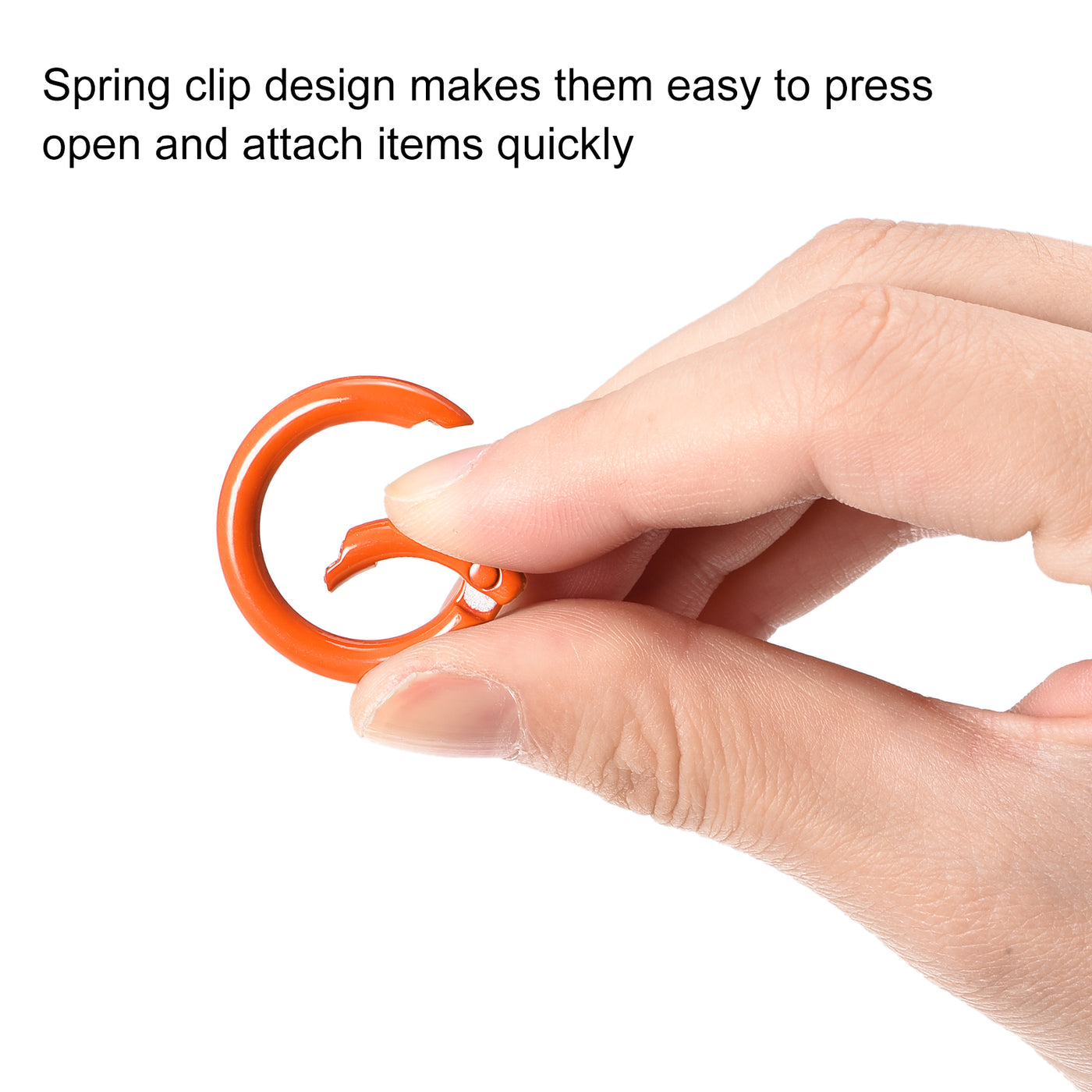 uxcell Uxcell Round Spring O Rings, 27mm/ 1.06" Trigger Buckle Snap for Bags, Purses, Keyrings, Orange, 4Pcs