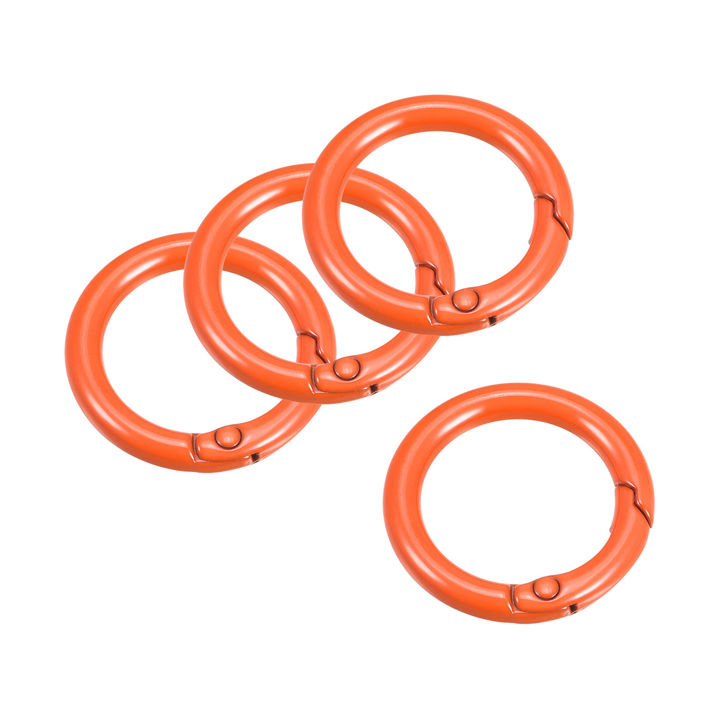 uxcell Uxcell Round Spring O Rings, 27mm/ 1.06" Trigger Buckle Snap for Bags, Purses, Keyrings, Orange, 4Pcs