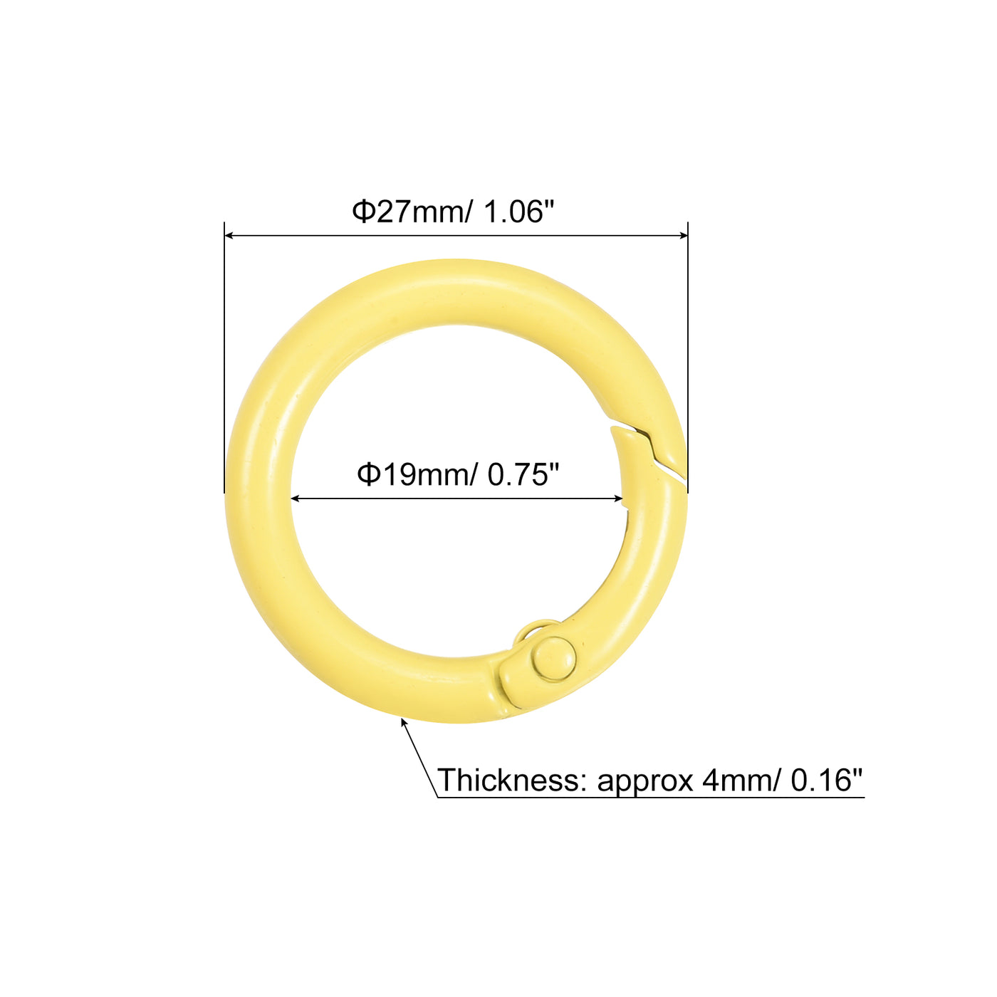 uxcell Uxcell Round Spring O Rings, 27mm/ 1.06" Trigger Buckle Snap for Bags, Purses, Keyrings, Yellow, 4Pcs