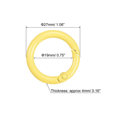 Harfington Uxcell Round Spring O Rings, 27mm/ 1.06" Trigger Buckle Snap for Bags, Purses, Keyrings, Yellow, 4Pcs