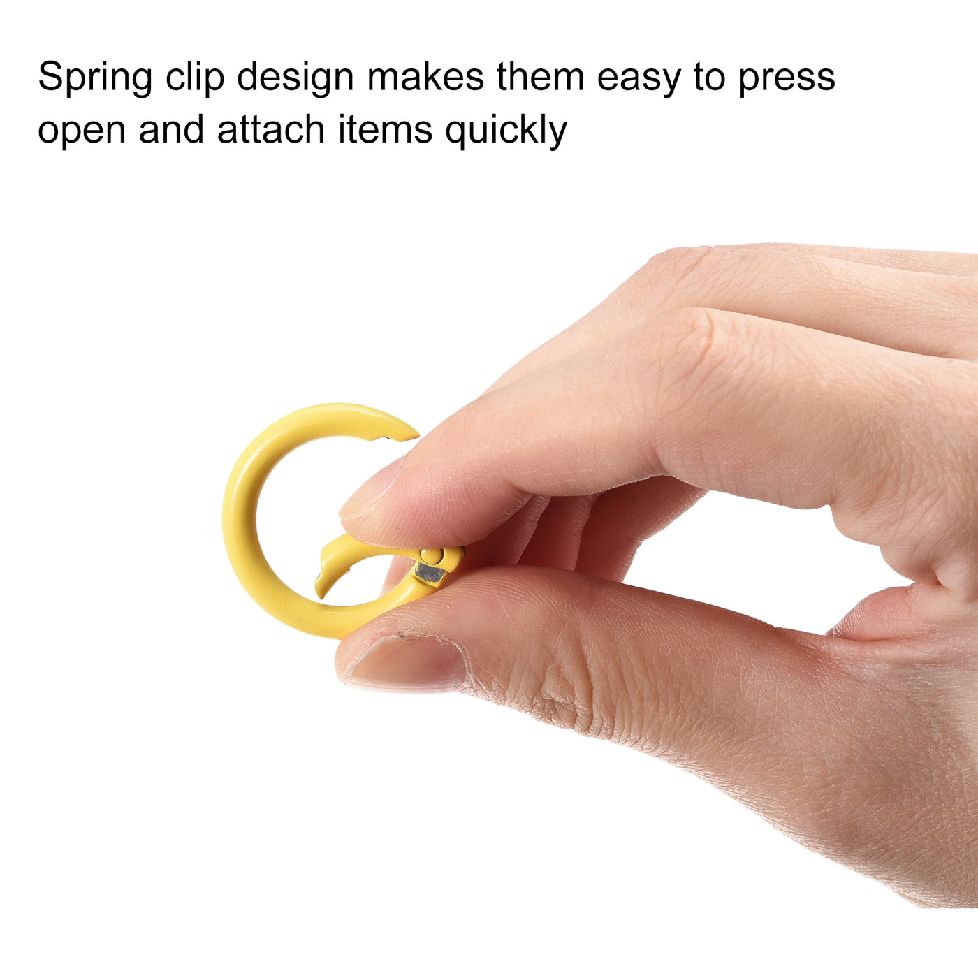 uxcell Uxcell Round Spring O Rings, 27mm/ 1.06" Trigger Buckle Snap for Bags, Purses, Keyrings, Yellow, 4Pcs