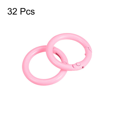 Harfington Uxcell Round Spring O Rings, 27mm/ 1.06" Trigger Buckle Snap for Bags, Purses, Keyrings, Pink, 32Pcs