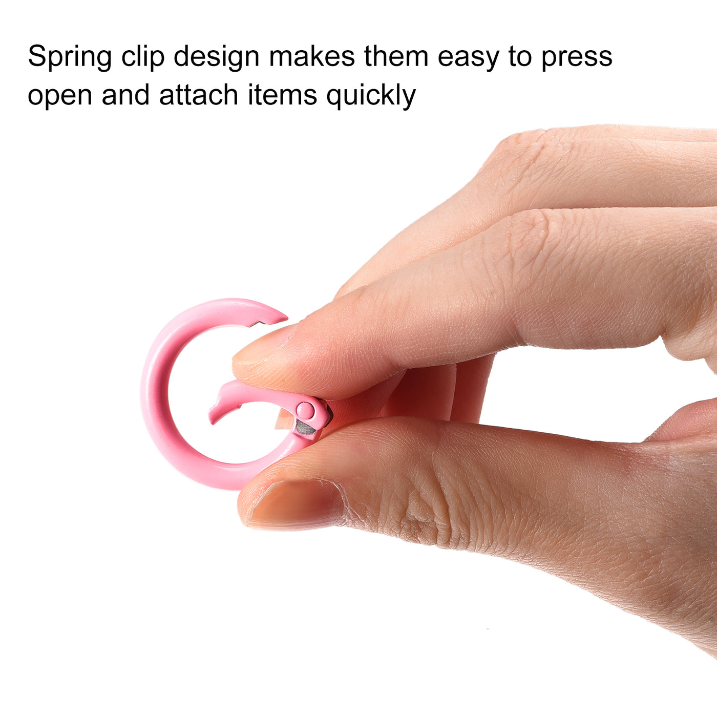 uxcell Uxcell Round Spring O Rings, 27mm/ 1.06" Trigger Buckle Snap for Bags, Purses, Keyrings, Pink, 32Pcs