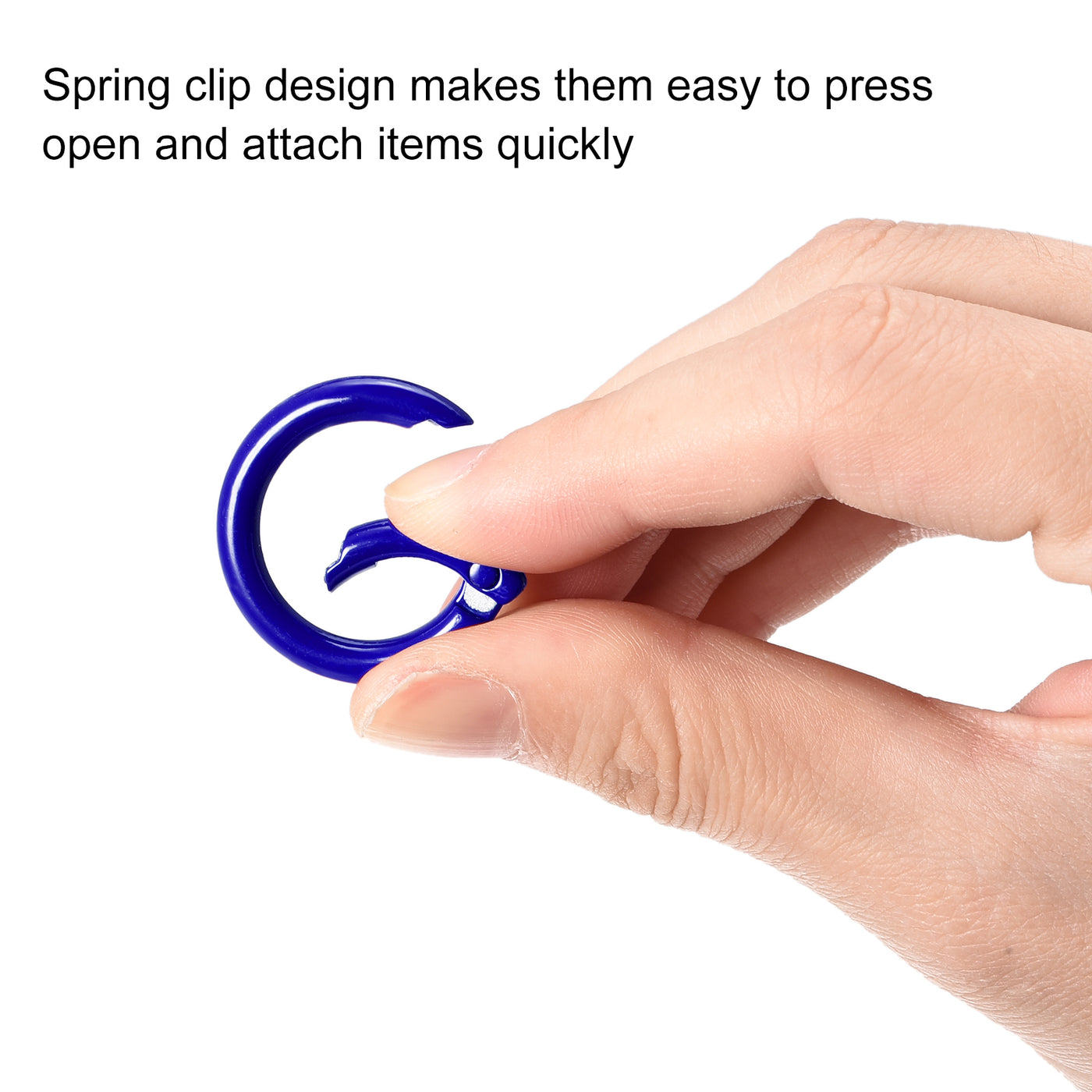 uxcell Uxcell Round Spring O Rings, 27mm/ 1.06" Trigger Buckle Snap for Bags, Purses, Keyrings, Sapphire Blue, 8Pcs