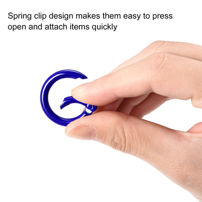 Harfington Uxcell Round Spring O Rings, 27mm/ 1.06" Trigger Buckle Snap for Bags, Purses, Keyrings, Sapphire Blue, 8Pcs