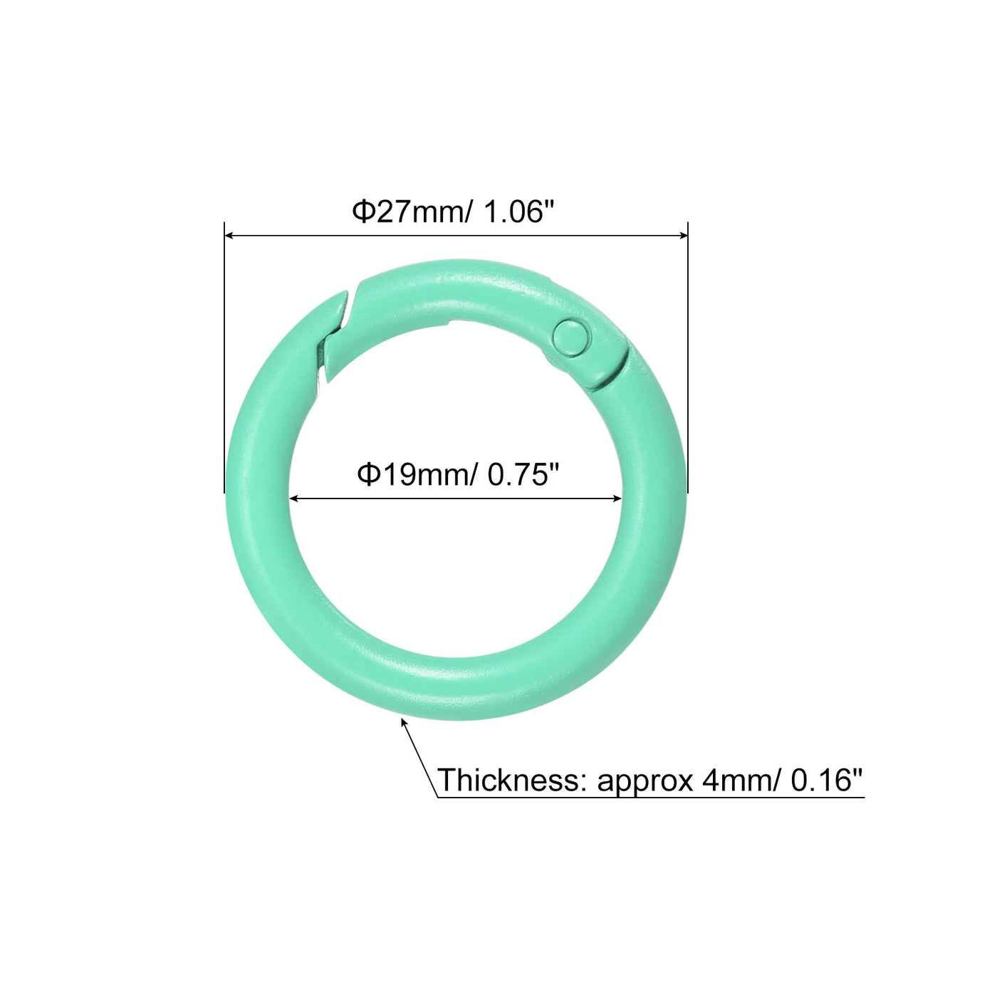 uxcell Uxcell Round Spring O Rings, 27mm/ 1.06" Trigger Buckle Snap for Bags, Purses, Keyrings, Lake Blue, 4Pcs