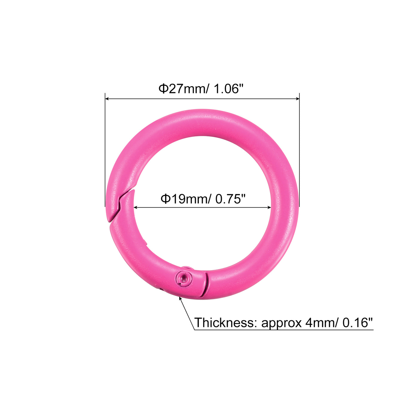 uxcell Uxcell Round Spring O Rings, 27mm/ 1.06" Trigger Buckle Snap for Bags, Purses, Keyrings, Rose Red, 4Pcs