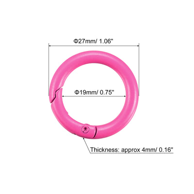 Harfington Uxcell Round Spring O Rings, 27mm/ 1.06" Trigger Buckle Snap for Bags, Purses, Keyrings, Rose Red, 4Pcs