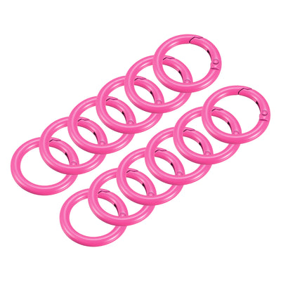 Harfington Uxcell Round Spring O Rings, 27mm/ 1.06" Trigger Buckle Snap for Bags, Purses, Keyrings, Rose Red, 24Pcs