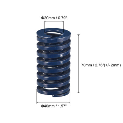 Harfington Uxcell Die Spring, 2pcs 40mm OD 70mm Long Spiral Stamping Light Load Compression, Blue