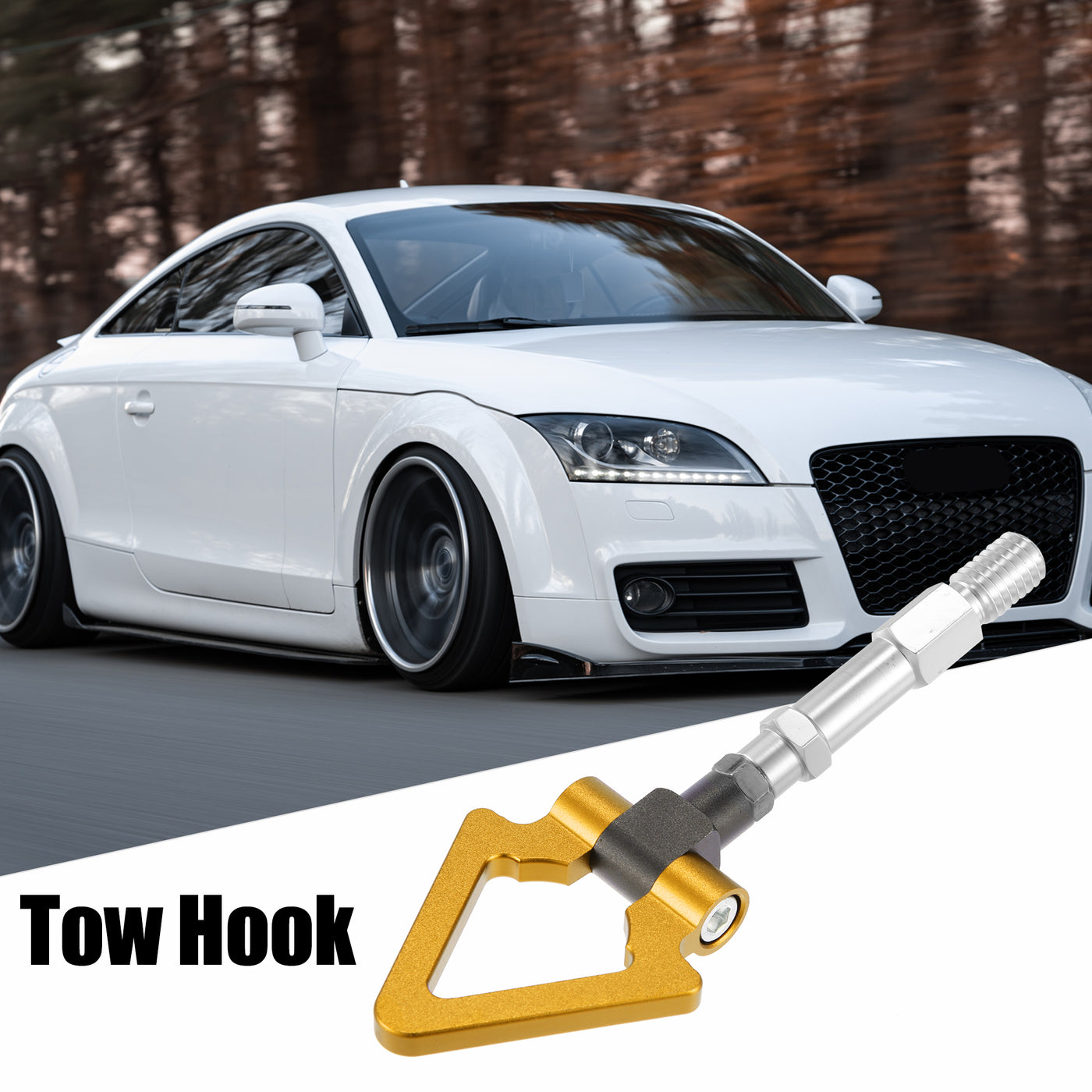 X AUTOHAUX Front Bumper Trailer Towing Hook for Audi A5 S5 RS5 2008-2014 Eye Towing Tow Hook Screw Aluminum Alloy Triangle Shape Gold Tone