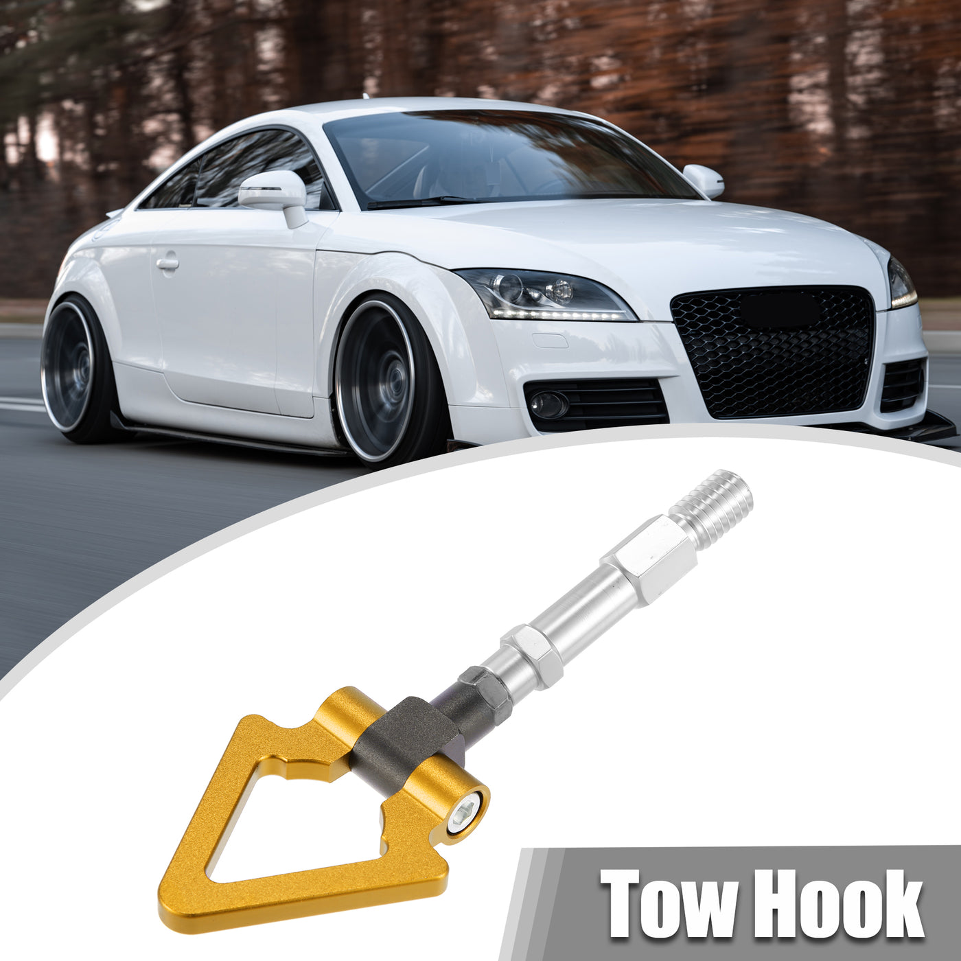 X AUTOHAUX Front Bumper Trailer Towing Hook for Audi A5 S5 RS5 2008-2014 Eye Towing Tow Hook Screw Aluminum Alloy Triangle Shape Gold Tone