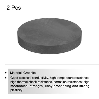 Harfington Round Graphite Block Disk Ingot High Purity Graphite Electrode Plate Sheet 70x10mm for Melting Casting, Electrolysis, Pack of 2