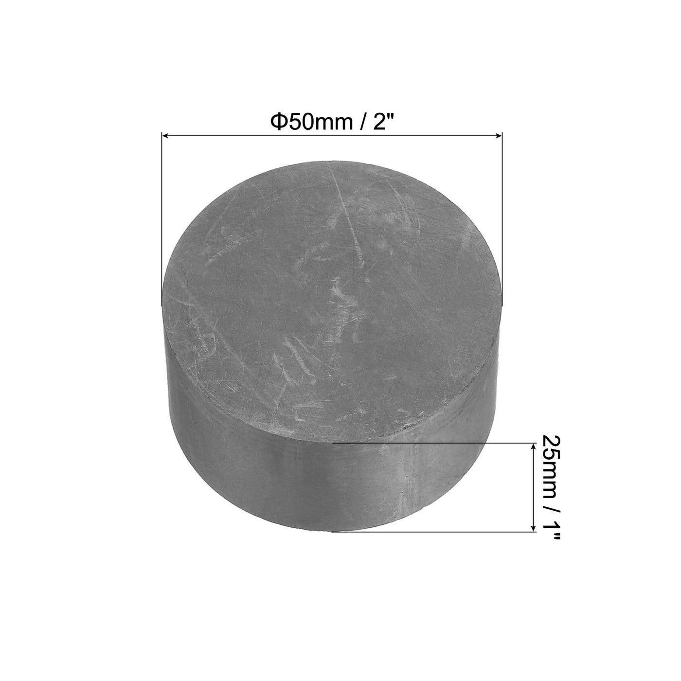 Harfington Round Graphite Block Disk Ingot High Purity Graphite Electrode Plate Sheet 50x25mm for Melting Casting, Electrolysis