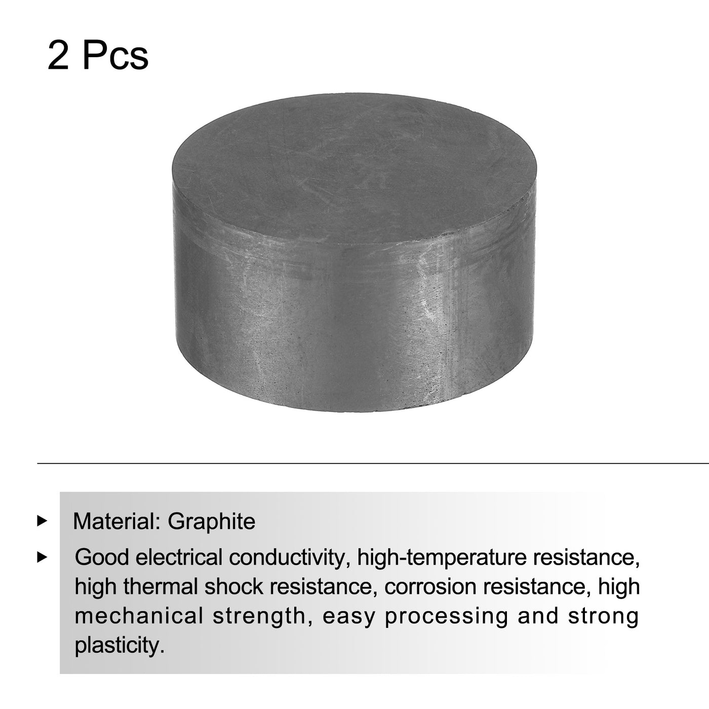 Harfington Round Graphite Block Disk Ingot High Purity Graphite Electrode Plate Sheet 50x25mm for Melting Casting, Electrolysis, Pack of 2