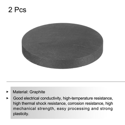 Harfington Round Graphite Block Disk Ingot High Purity Graphite Electrode Plate Sheet 40x5mm for Melting Casting, Electrolysis, Pack of 2