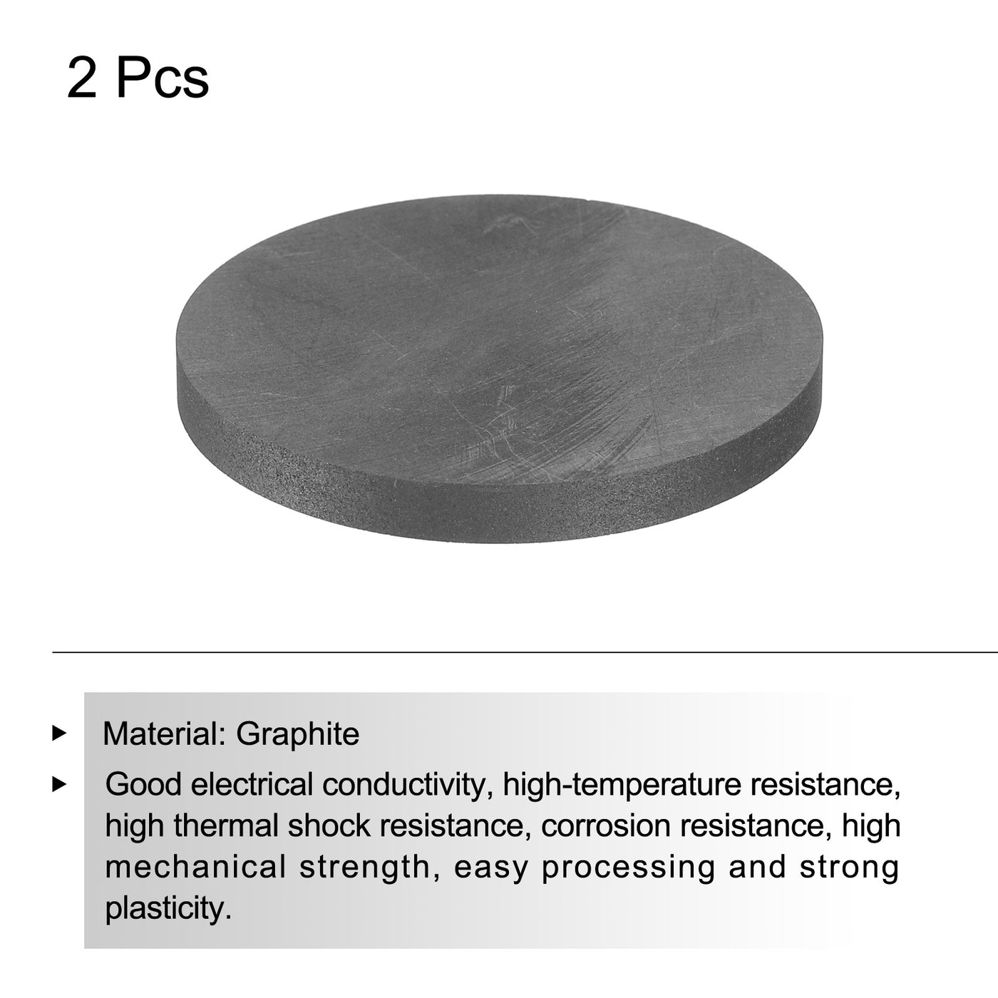 Harfington Round Graphite Block Disk Ingot High Purity Graphite Electrode Plate Sheet 50x5mm for Melting Casting, Electrolysis, Pack of 2