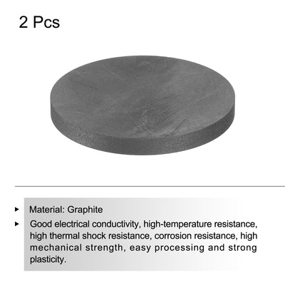 Harfington Round Graphite Block Disk Ingot High Purity Graphite Electrode Plate Sheet 50x5mm for Melting Casting, Electrolysis, Pack of 2