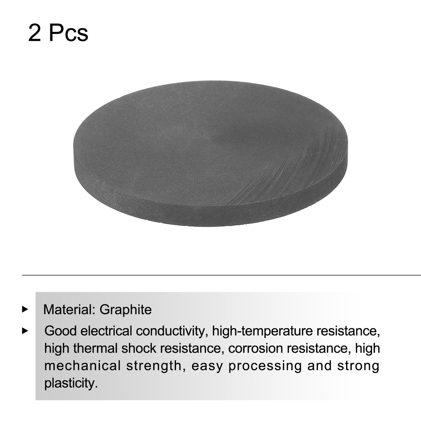 Harfington Round Graphite Block Disk Ingot High Purity Graphite Electrode Plate Sheet 60x5mm for Melting Casting, Electrolysis, Pack of 2