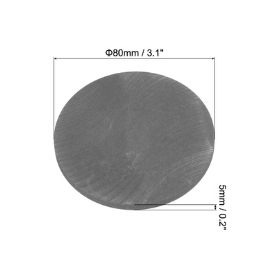 Harfington Round Graphite Block Disk Ingot High Purity Graphite Electrode Plate Sheet 80x5mm for Melting Casting, Electrolysis, Pack of 2