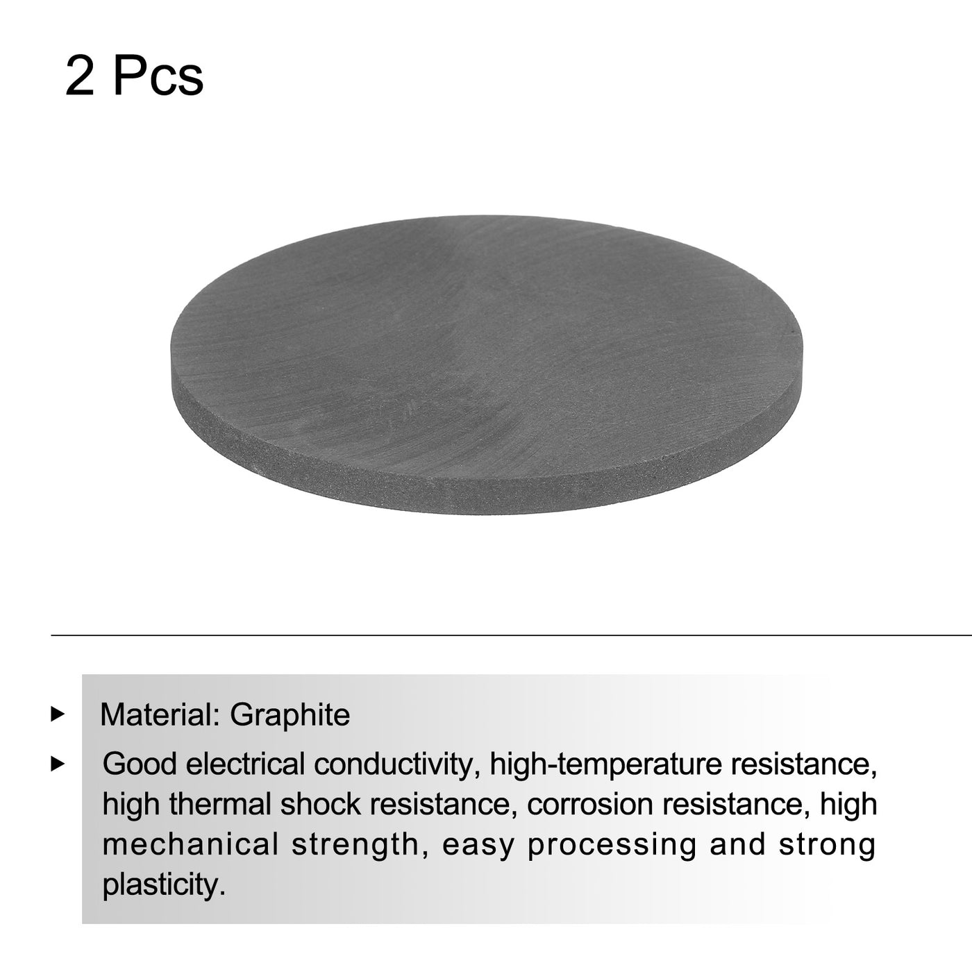 Harfington Round Graphite Block Disk Ingot High Purity Graphite Electrode Plate Sheet 80x5mm for Melting Casting, Electrolysis, Pack of 2