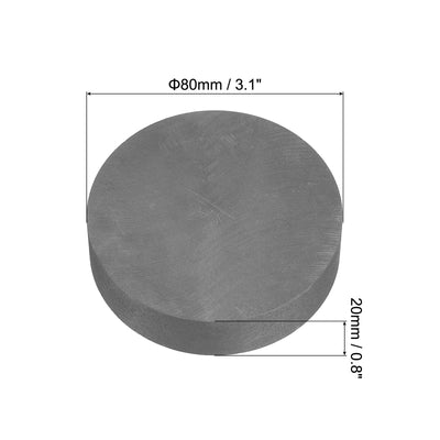 Harfington Round Graphite Block Disk Ingot High Purity Graphite Electrode Plate Sheet 80x20mm for Melting Casting, Electrolysis