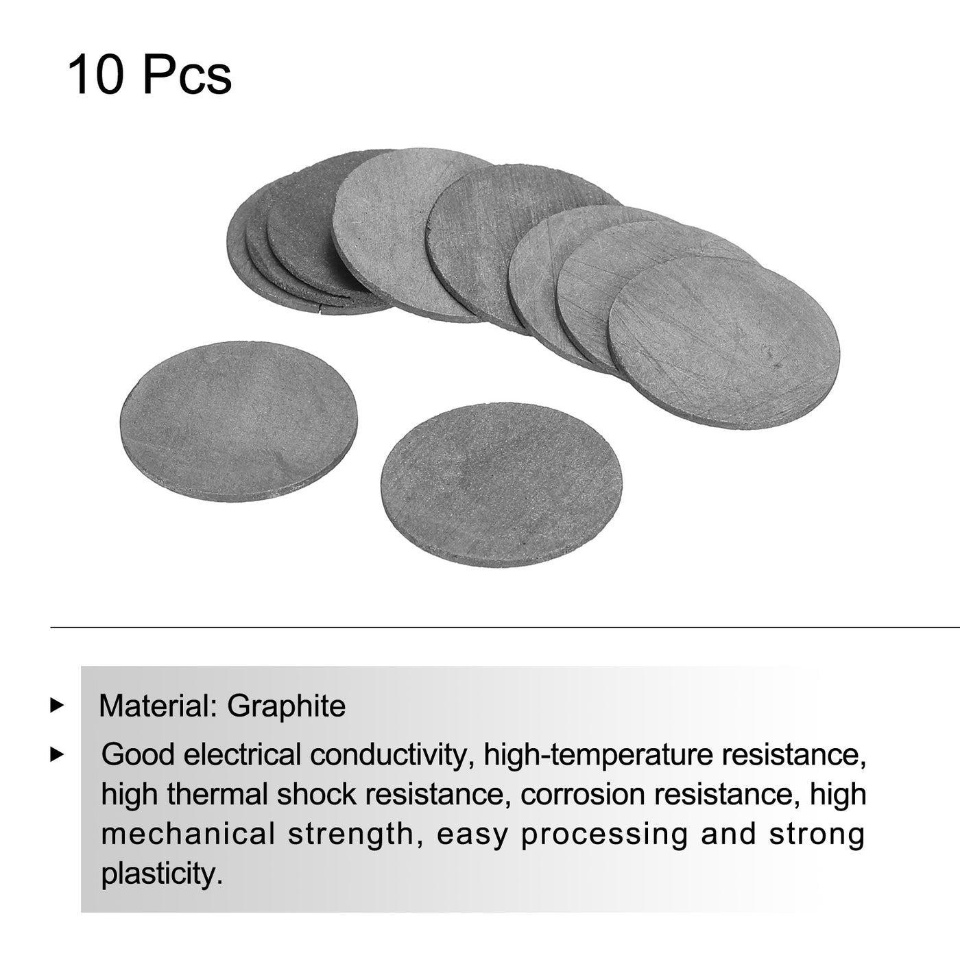 Harfington Round Graphite Block Disk Ingot High Purity Graphite Electrode Plate Sheet 22x1mm for Melting Casting, Electrolysis, Pack of 10