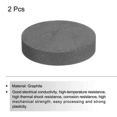 Harfington Round Graphite Block Disk Ingot High Purity Graphite Electrode Plate Sheet 50x10mm for Melting Casting, Electrolysis, Pack of 2