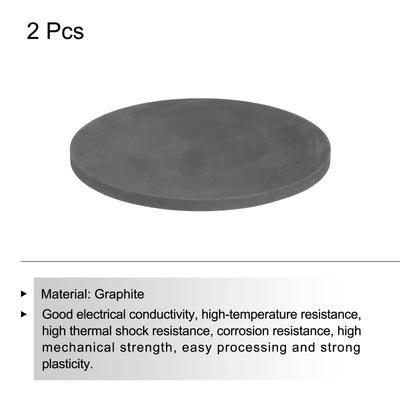 Harfington Round Graphite Block Disk Ingot High Purity Graphite Electrode Plate Sheet 100x5mm for Melting Casting, Electrolysis, Pack of 2