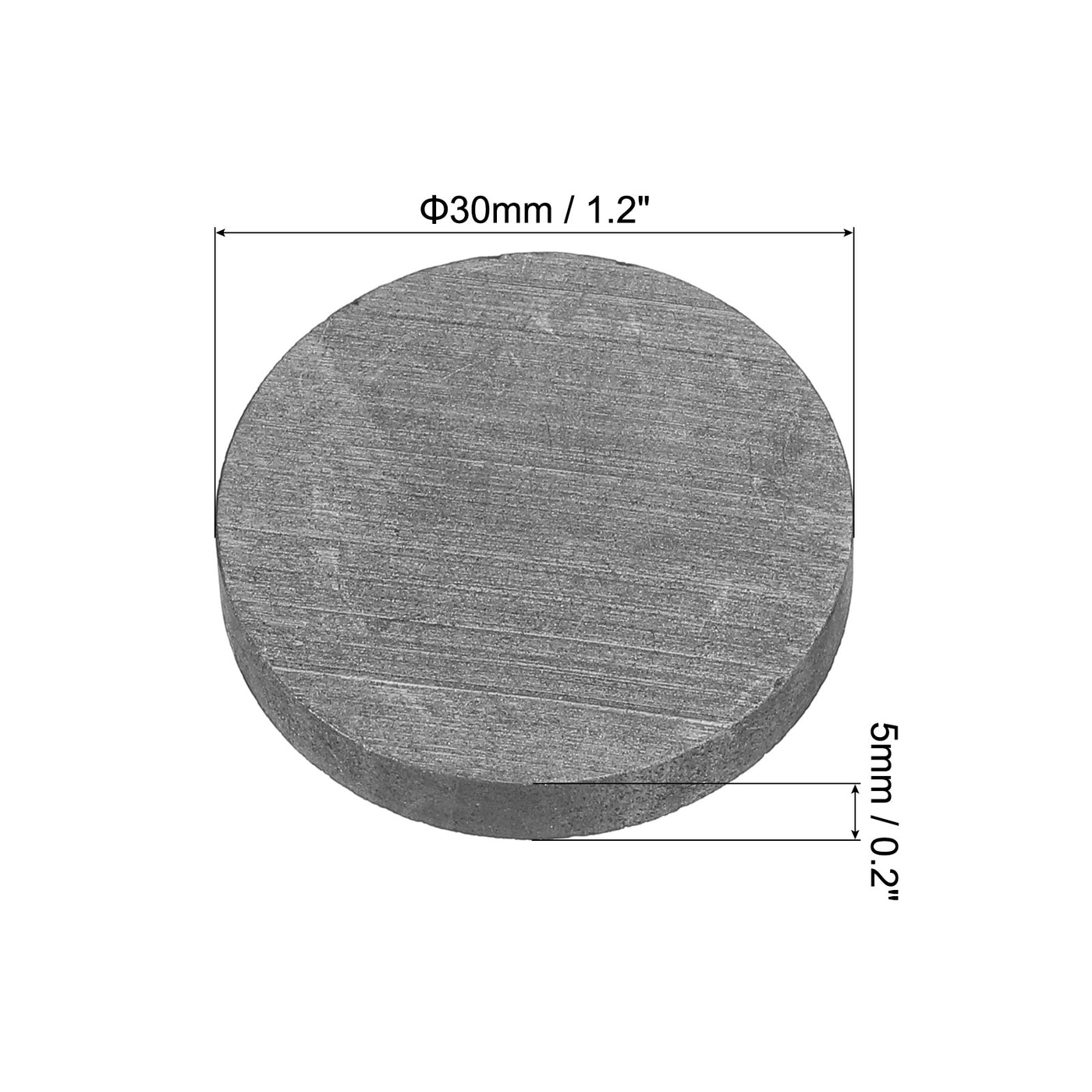 Harfington Round Graphite Block Disk Ingot High Purity Graphite Electrode Plate Sheet 30x5mm for Melting Casting, Electrolysis, Pack of 3