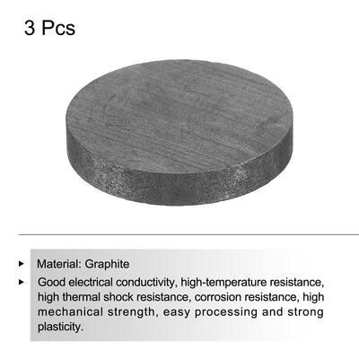 Harfington Round Graphite Block Disk Ingot High Purity Graphite Electrode Plate Sheet 30x5mm for Melting Casting, Electrolysis, Pack of 3