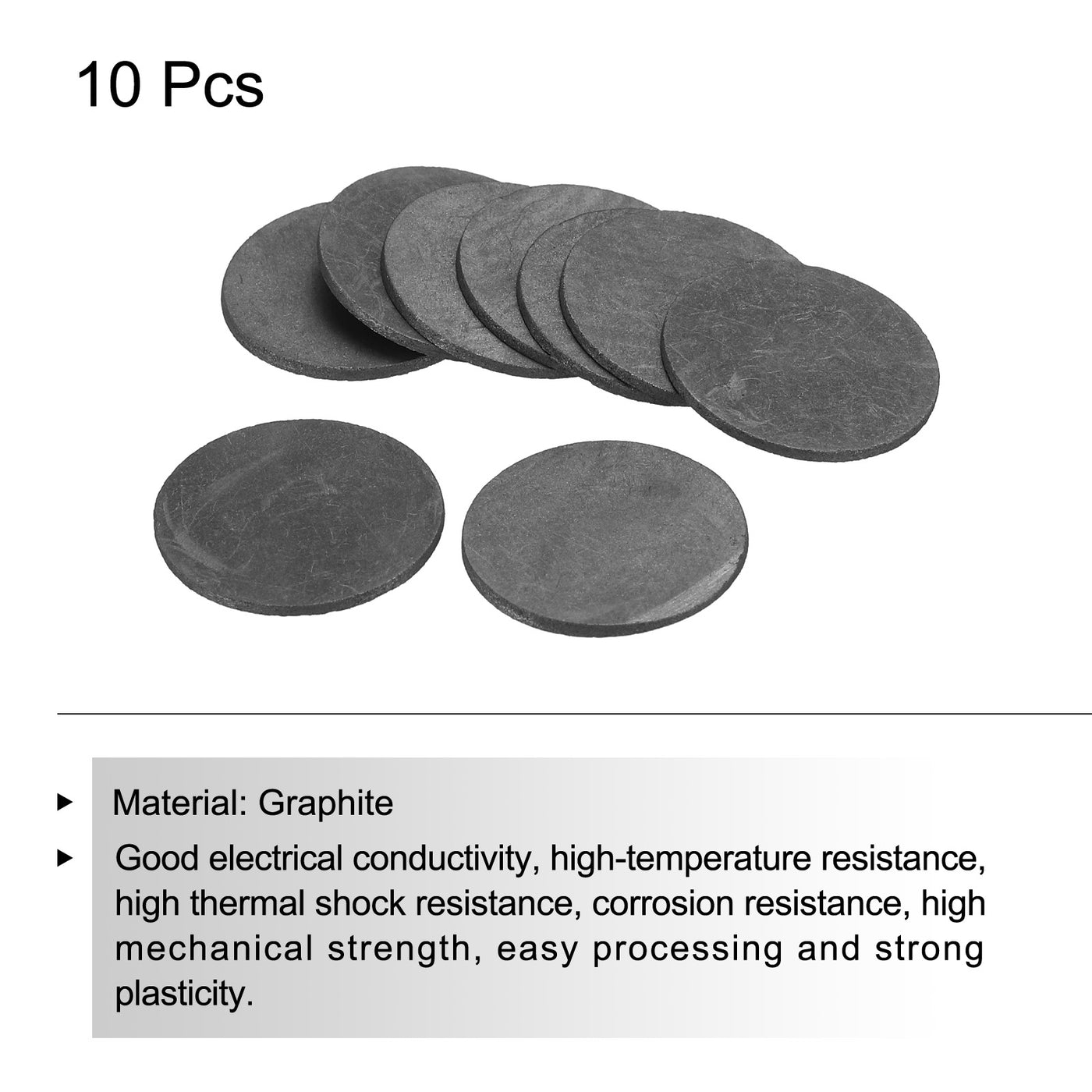 Harfington Round Graphite Block Disk Ingot High Purity Graphite Electrode Plate Sheet 23x1.2mm for Melting Casting, Electrolysis, Pack of 10